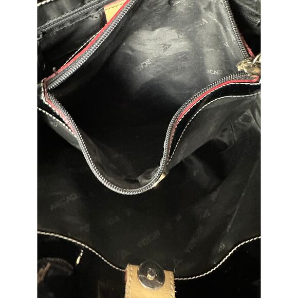 black designer patent leather backpack Rivet PU Fashion The back is subtly embossed with the Anne Fontaine logo in gold foil Zadig & Voltaire Janis Vintage